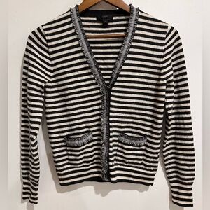 J. CREW Harlow 100% Wool Striped Preppy Cardigan Size M